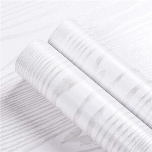 White Wood Wallpaper Stick and Peel 15.8"x394" Wood Wall Paper Roll Adhesive